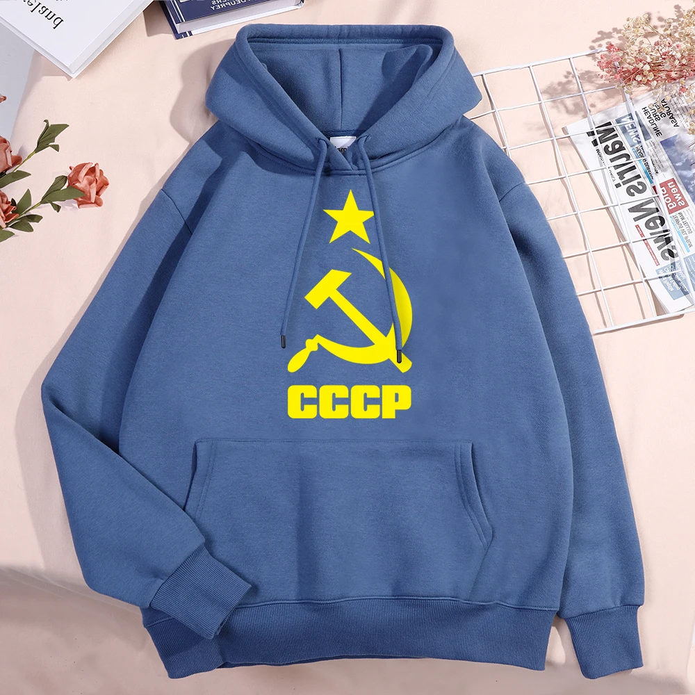 Cccp Hammer Sickle Star Men Women Hoodies New O-Neck Pullover Hoody Harajuku Fleece Sweatshirt Funny Crewneck Man Streetwear view 3