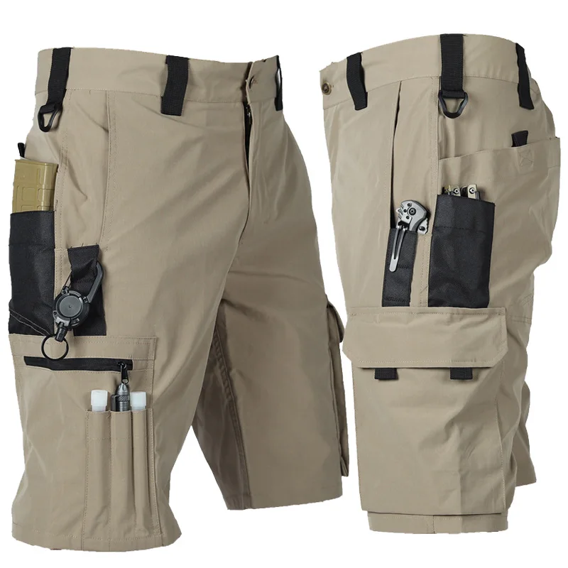 Summer Tactical Shorts Men's Outdoor Breathable and Wear-resistant Camo Five-point Pants Overalls Multi-pocket Training Shorts