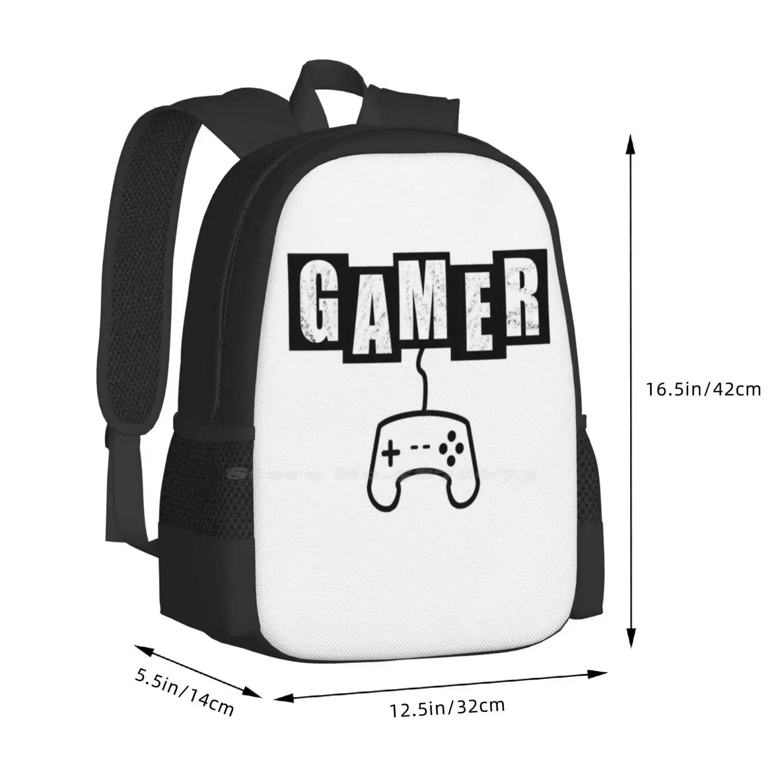 Gamer - حقيبة ظهر مدرسية بيضاء رائجة البيع، حقائب عصرية لألعاب الكمبيوتر، وحدة تحكم ألعاب تشالنجر، وحدة تحكم ألعاب الأركيد