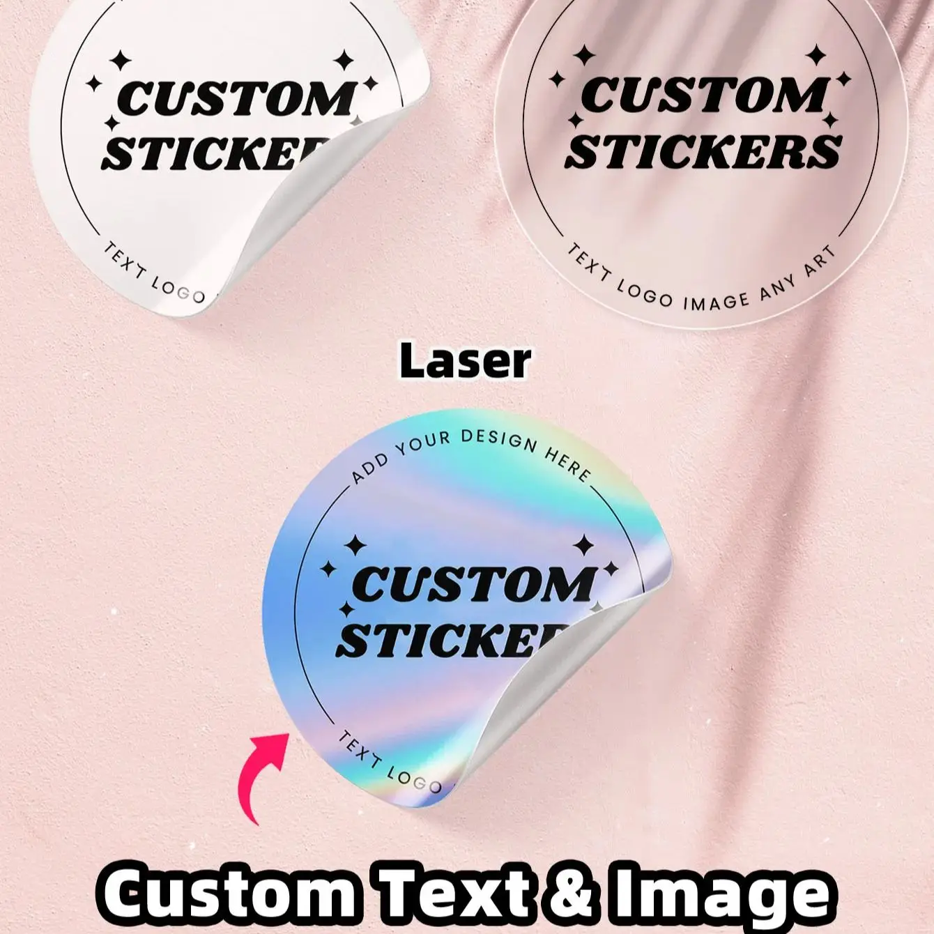 1/60/120 pegatinas redondas de PET personalizadas, impermeables o holográficas para cualquier diseño, imagen, logotipo, invitaciones a fiestas