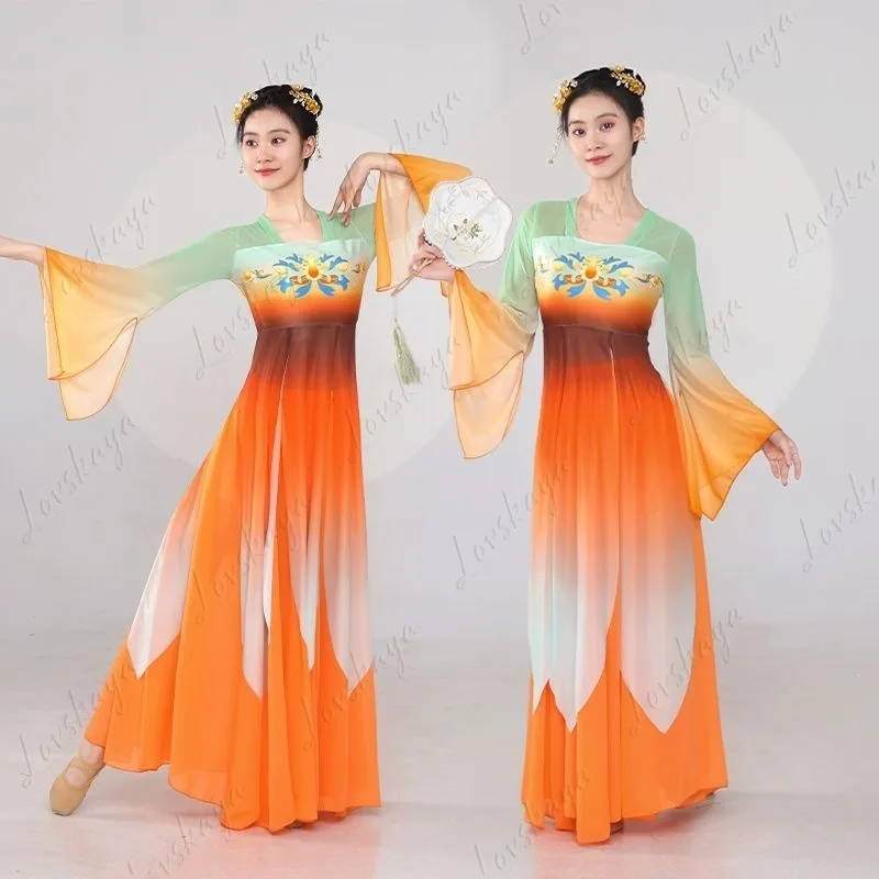 

Flowy Fairy Chinese Dance Sheer Clothes Performance Outfit