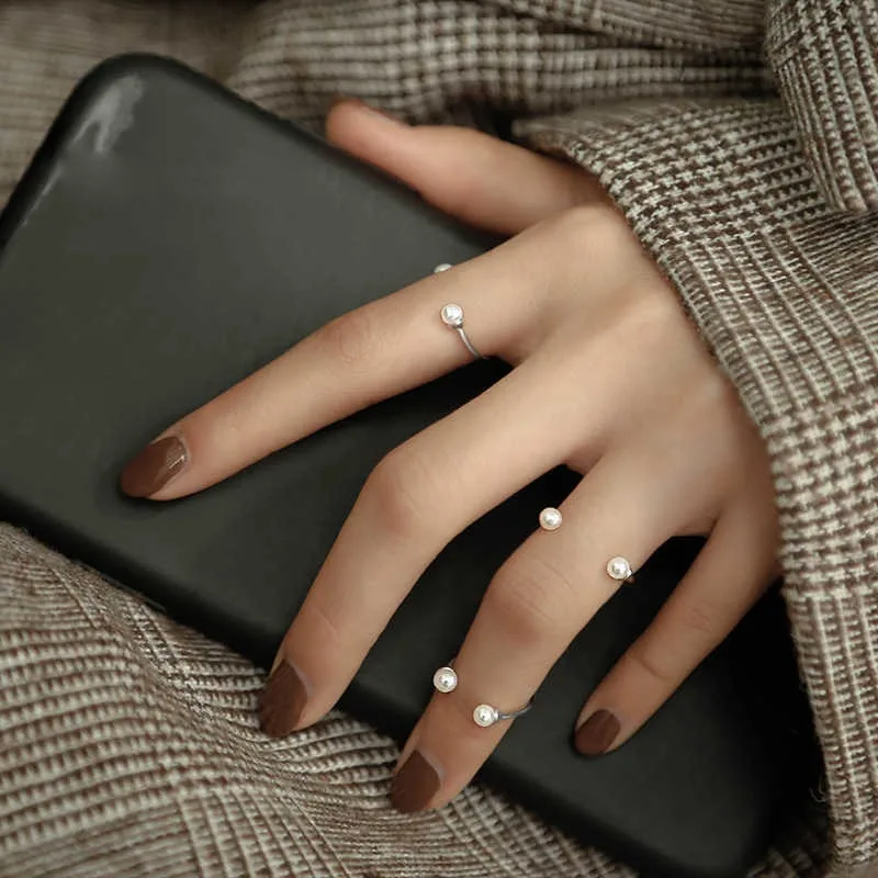 Open Pearl Stackable Finger Ring Simple Fashion Cute Adjustable for Female Jewelry INS Niche Opening Rings for Women