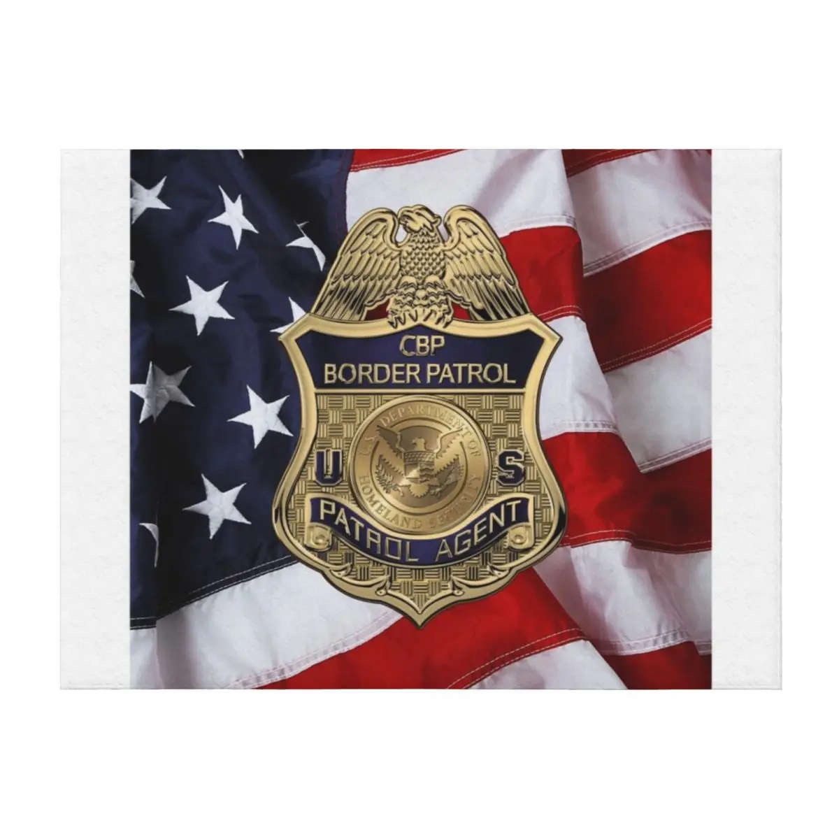 

United States Border Patrol - USBP Patrol Agent Badge over American Flag Throw Blanket Fashion Sofas Beautifuls Blankets