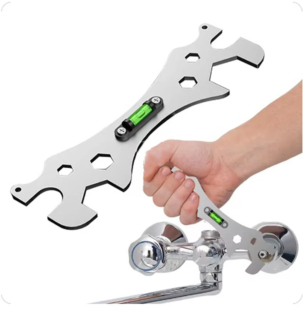 Mini Adjustable Bathroom Adjustable Wrench Multifunctional Bend Angle Leveling Wrench Aluminum Spanner Bathroom Repair Tool﻿