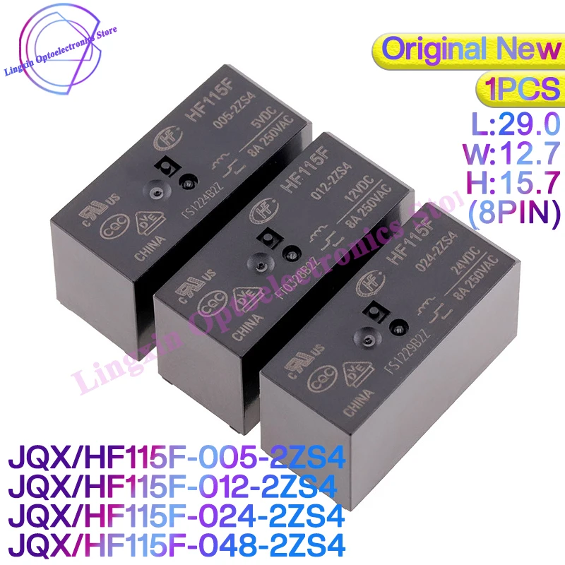 1Pcs Power Relay HF115F -012-2ZS4 /1HS3/1ZS3/2HS4/1ZS1 Relays DC 5V 12V 24V 250VAC 8Pin 6Pin 4Pin 8A 12A 16A HF115F-024-1ZS3 new