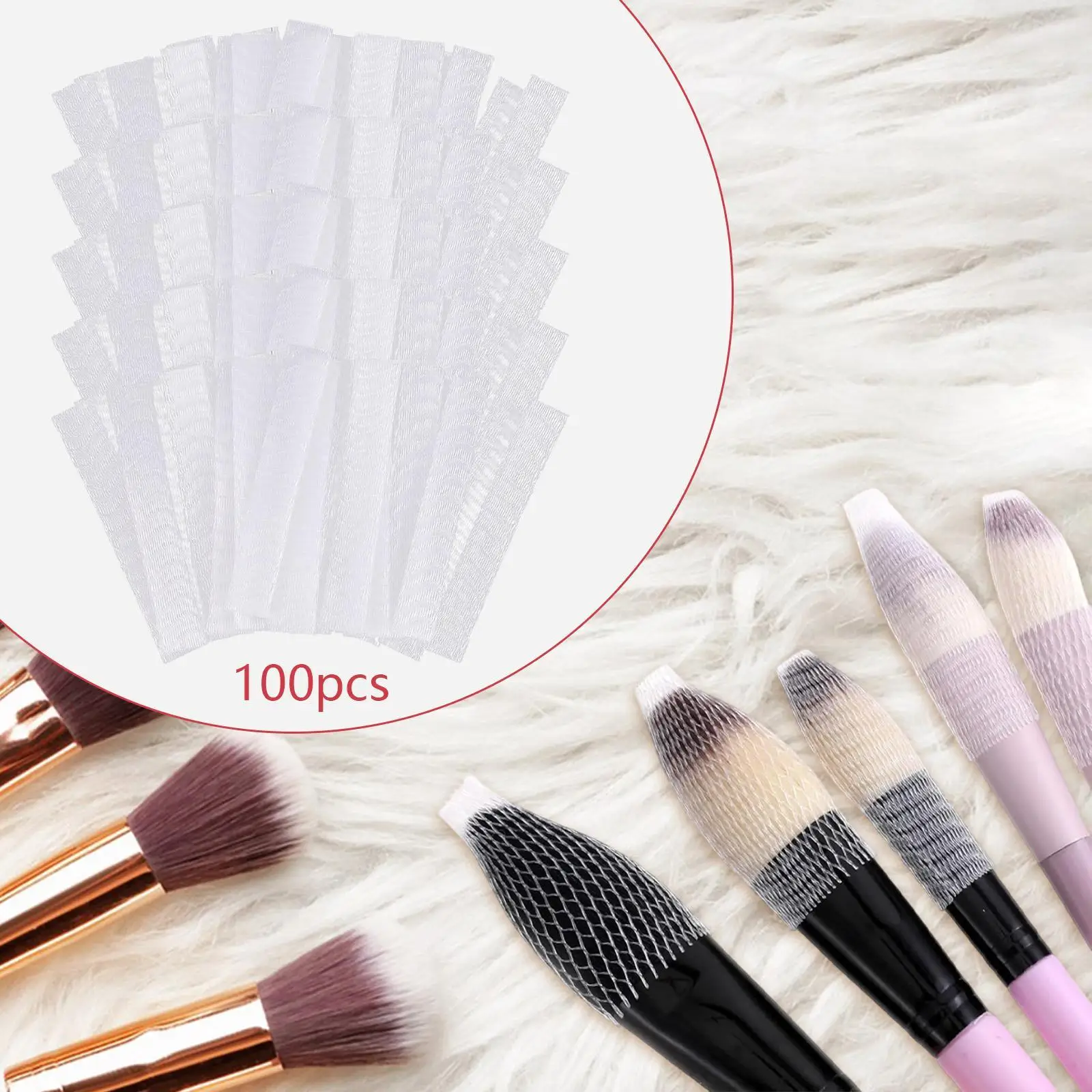 100Pcs Makeup Brush Mesh Covers Thread Spool Savers Dustproof Decor Net Sleeve