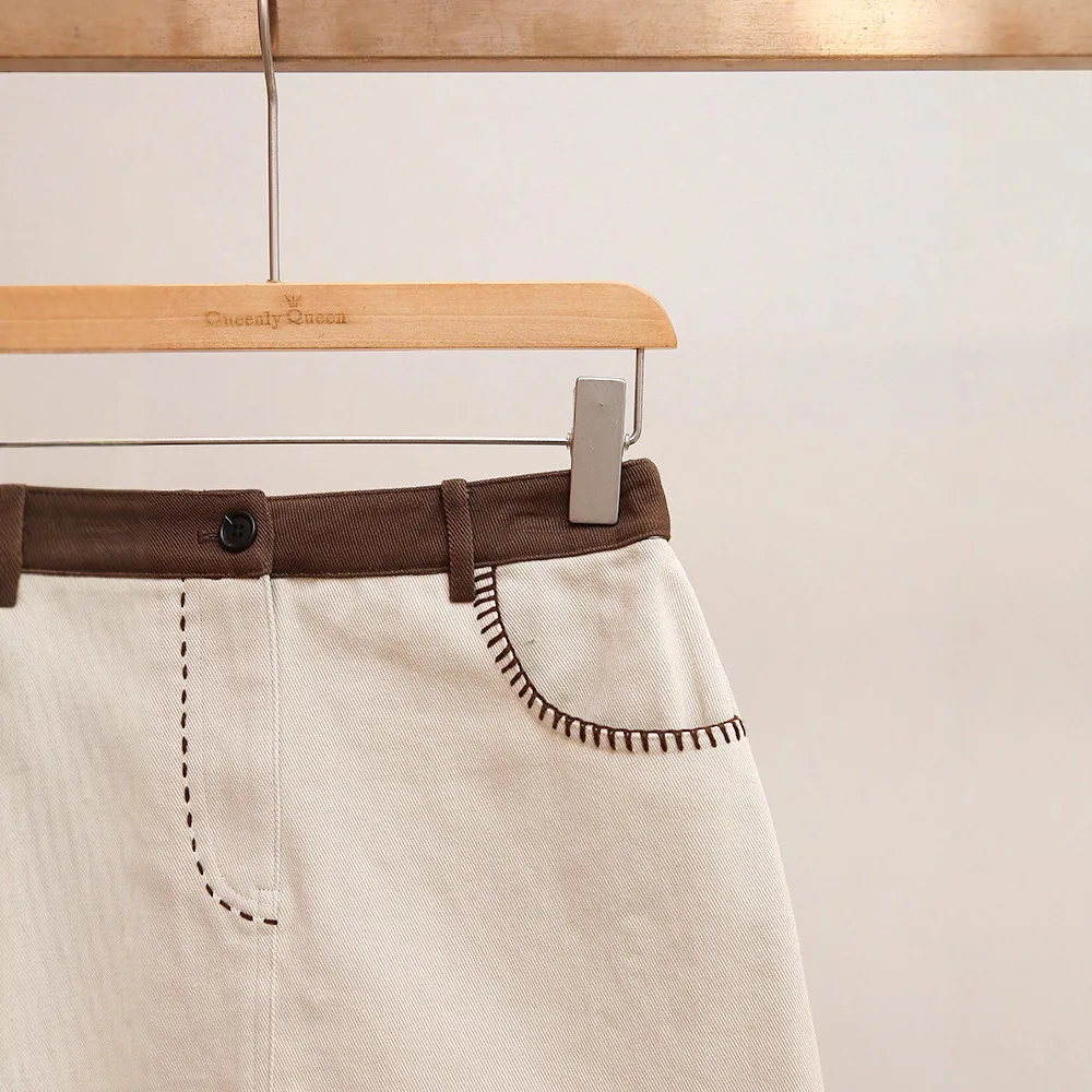 Cintura alta a linha saia feminina retro cor blo design sensação ci ao ar livre sle commute vento saia de casal