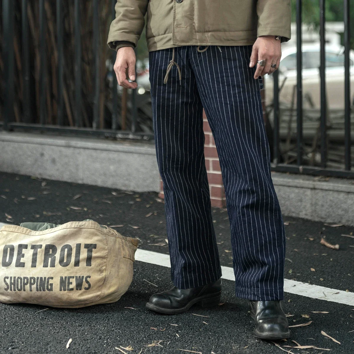 

Bronson 50s Mechanic Work Pants Vintage Railroad Carpenter Stripe Trousers Workwear