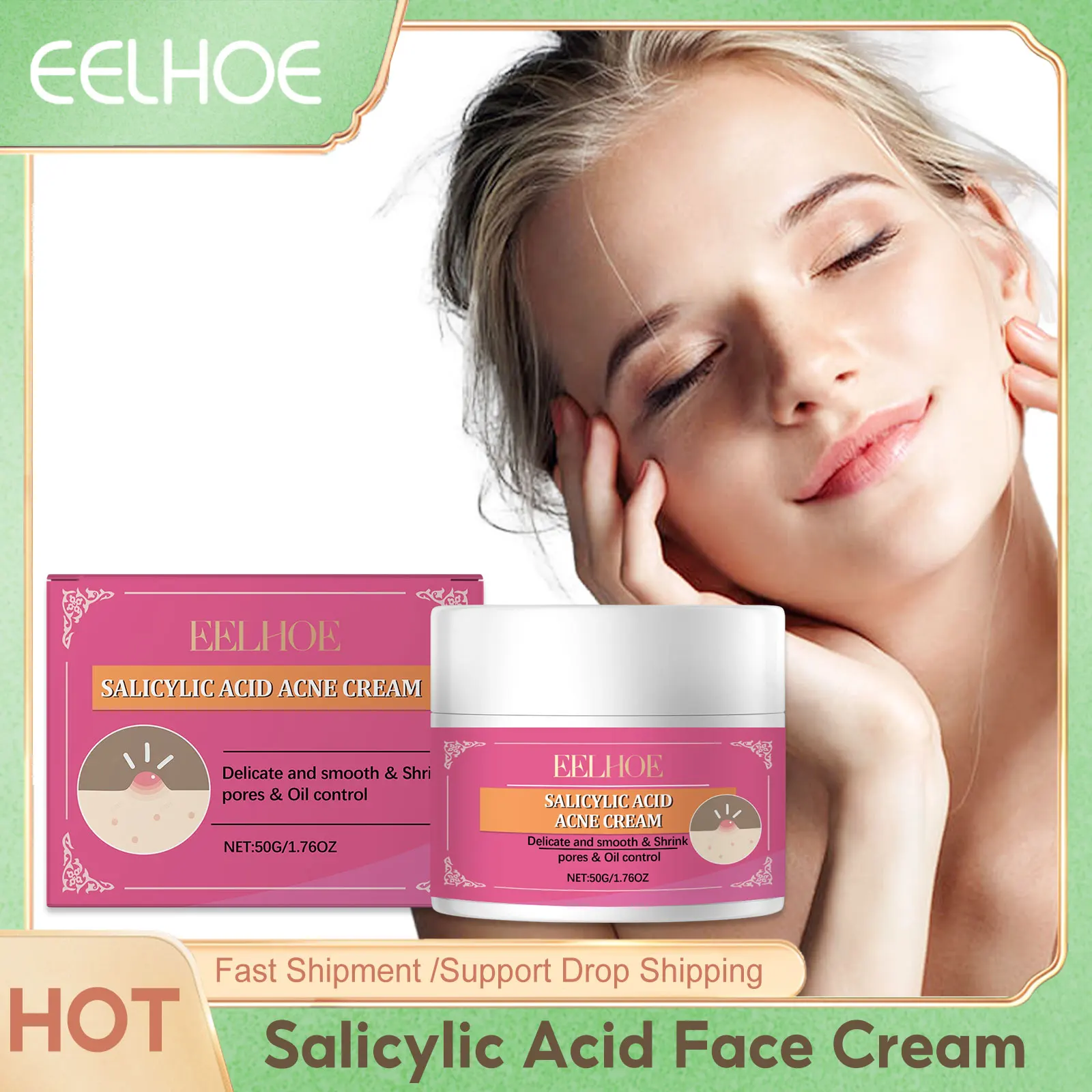 

Salicylic Acid Face Cream Shrink Pores Oil Control Dull Skin Removal Soothing Skin Smoothing Remove Blackheads Acne Pimple Cream