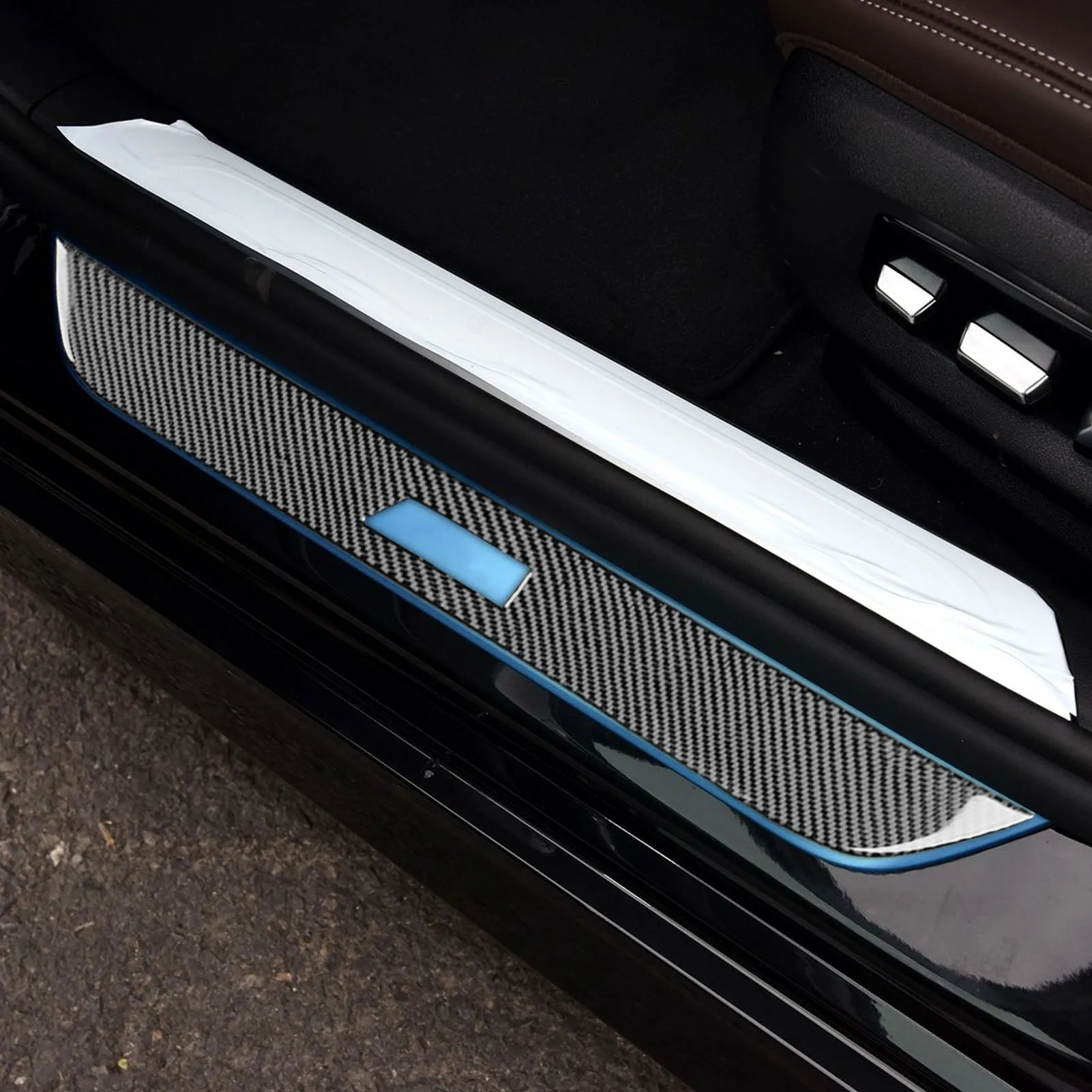 For BMW 7 Series G11 G12 2015-2022 Real Carbon Fiber Outer Sill Trim 2PCS Car Interior Decoration Accessories Styling Sticker view 2