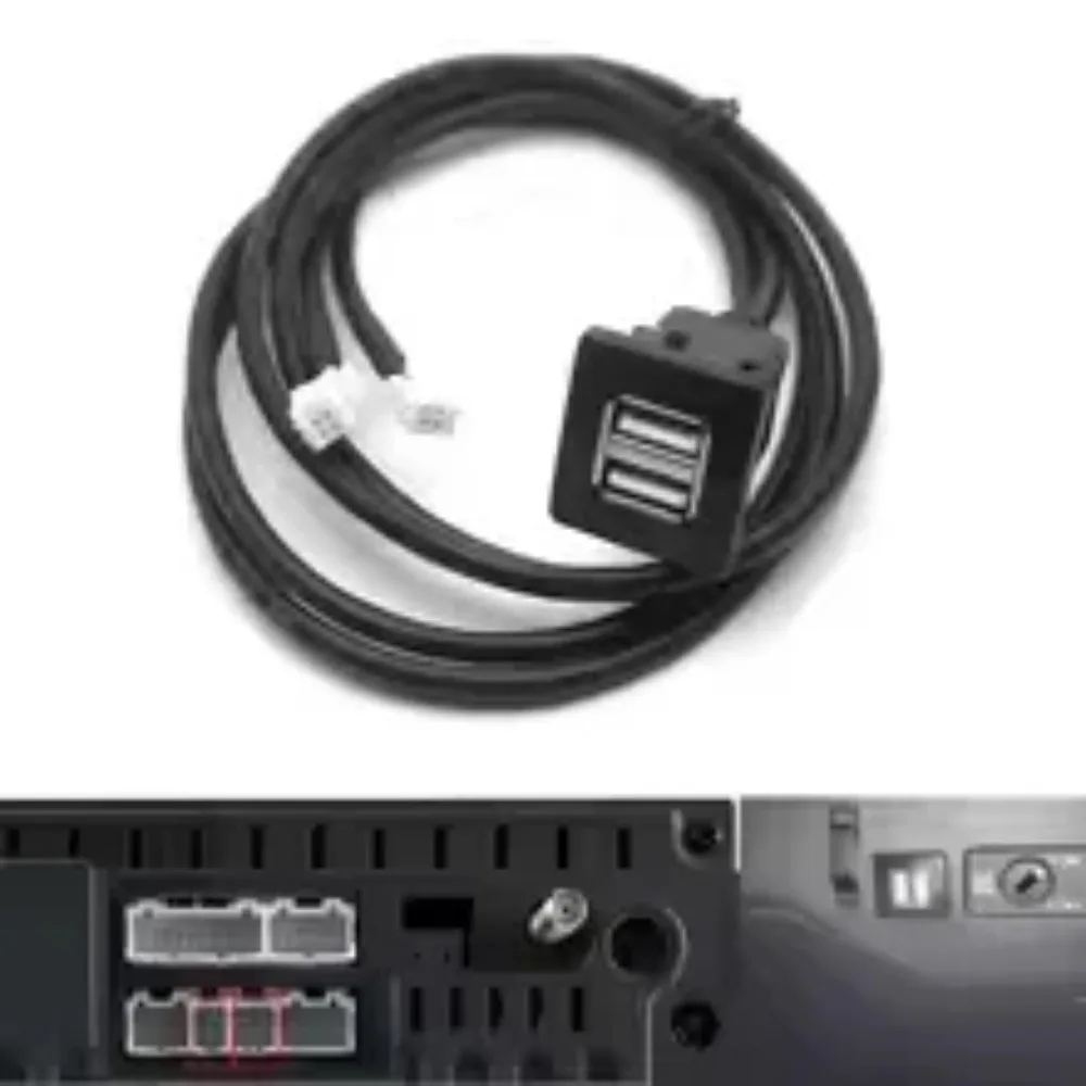 For Car Radio Android Head Unit Multimedia 4 6 Pin to Dual USB Female Dash Board Mount Panel Extension Shielded Cable Adapter