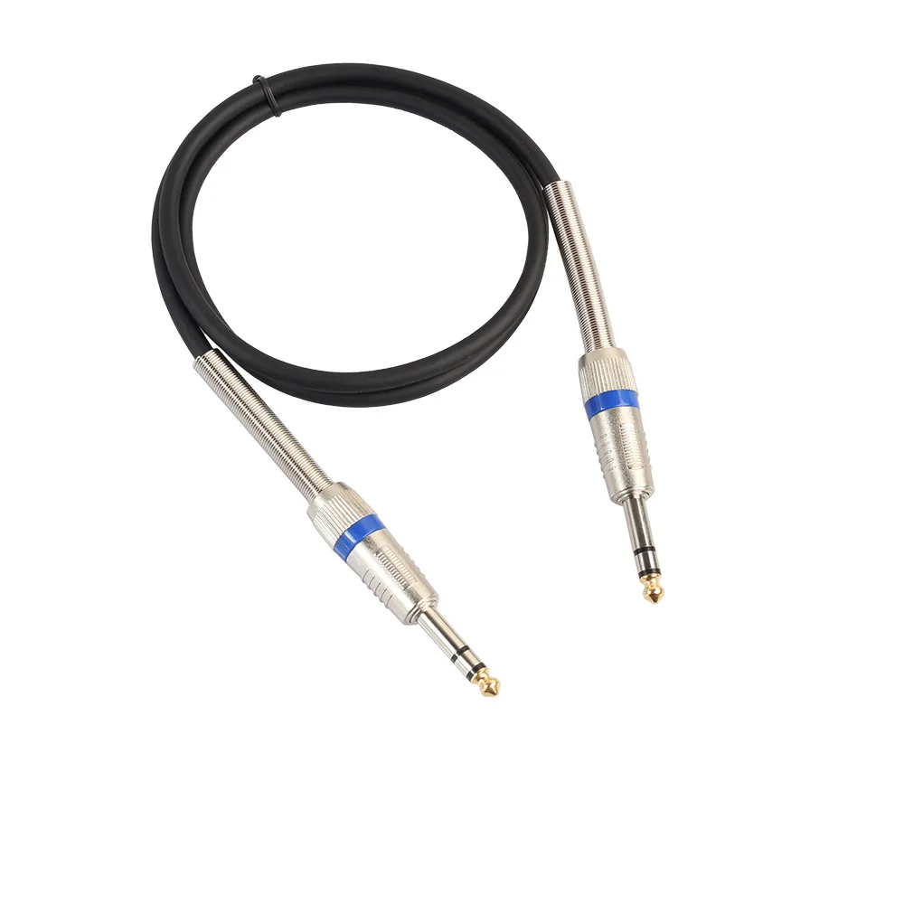 Zinc alloy shell with gold plated head, shielded wire, 6.35 stereo large three core audio cable for electric guitar amplifier