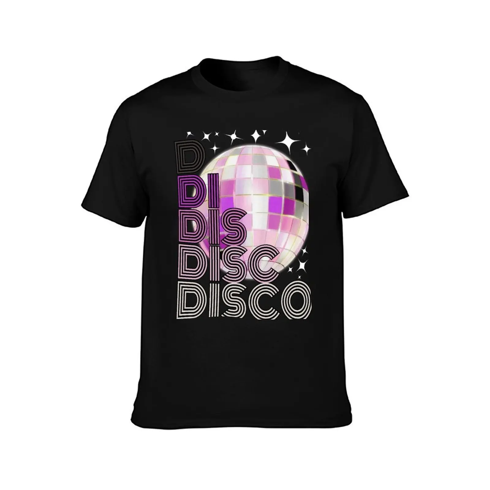 Disco Ball Purple Black White Silver T-Shirt, Summer Casual Cotton Tee, Oversized Streetwear Tops, Vintage Graphic Print