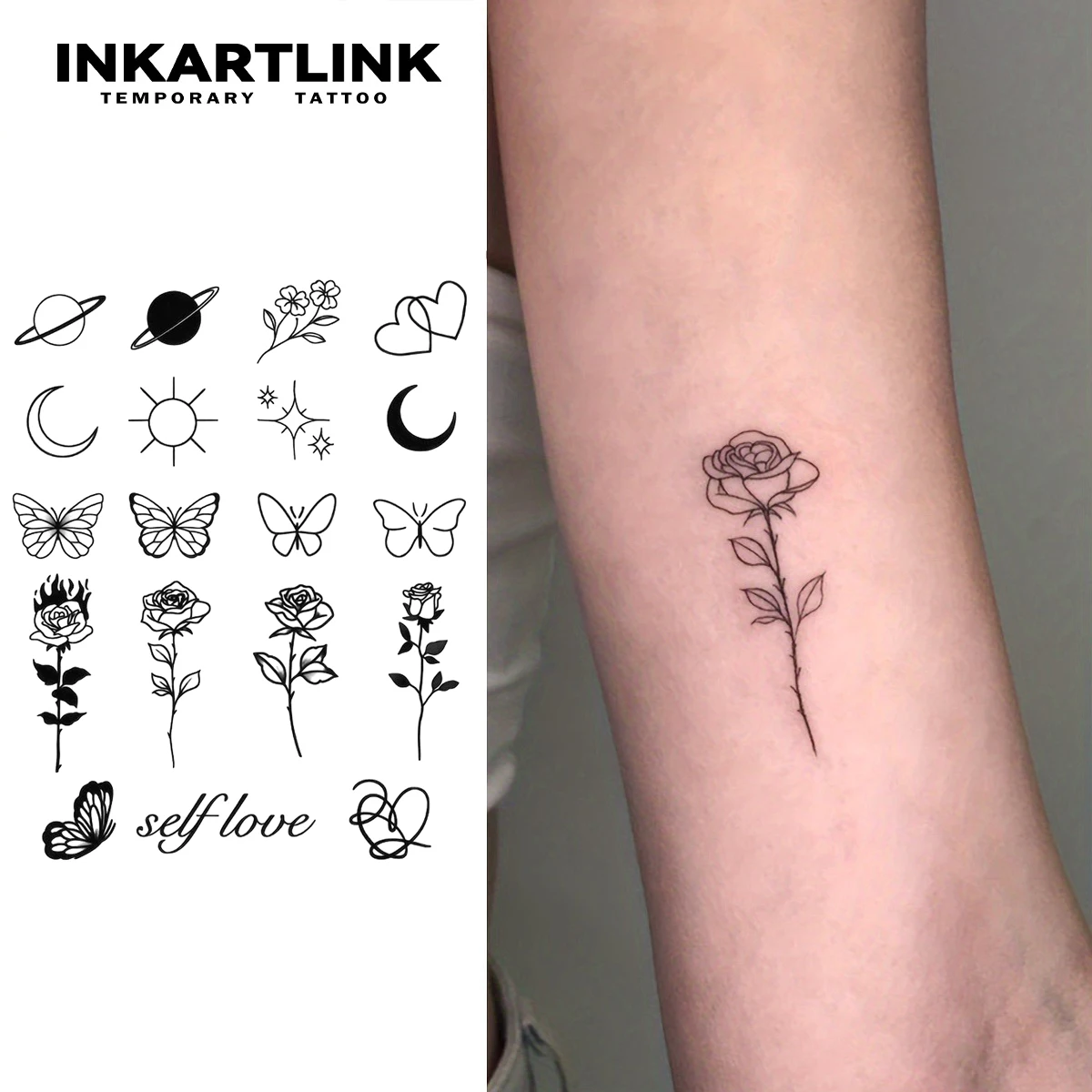 Simple line pattern Temporary Tattoo,Lasts To 15 Days New Technology Magic Waterproof Semi Permanent Sticker.