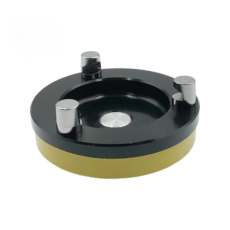 Adaptador de base de tres mandíbulas de tipo fijo, amarillo y negro, de alta calidad, con tornillo giratorio de montaje de 5/8 "x11 para adaptador de topografía de prismas GPS