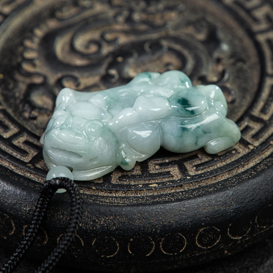 

TIMESWIND Original Myanmar A-type Jade Natural Light Blue Ruyi PIXIU Men Women Necklace Fashion Jewelry with Certificate