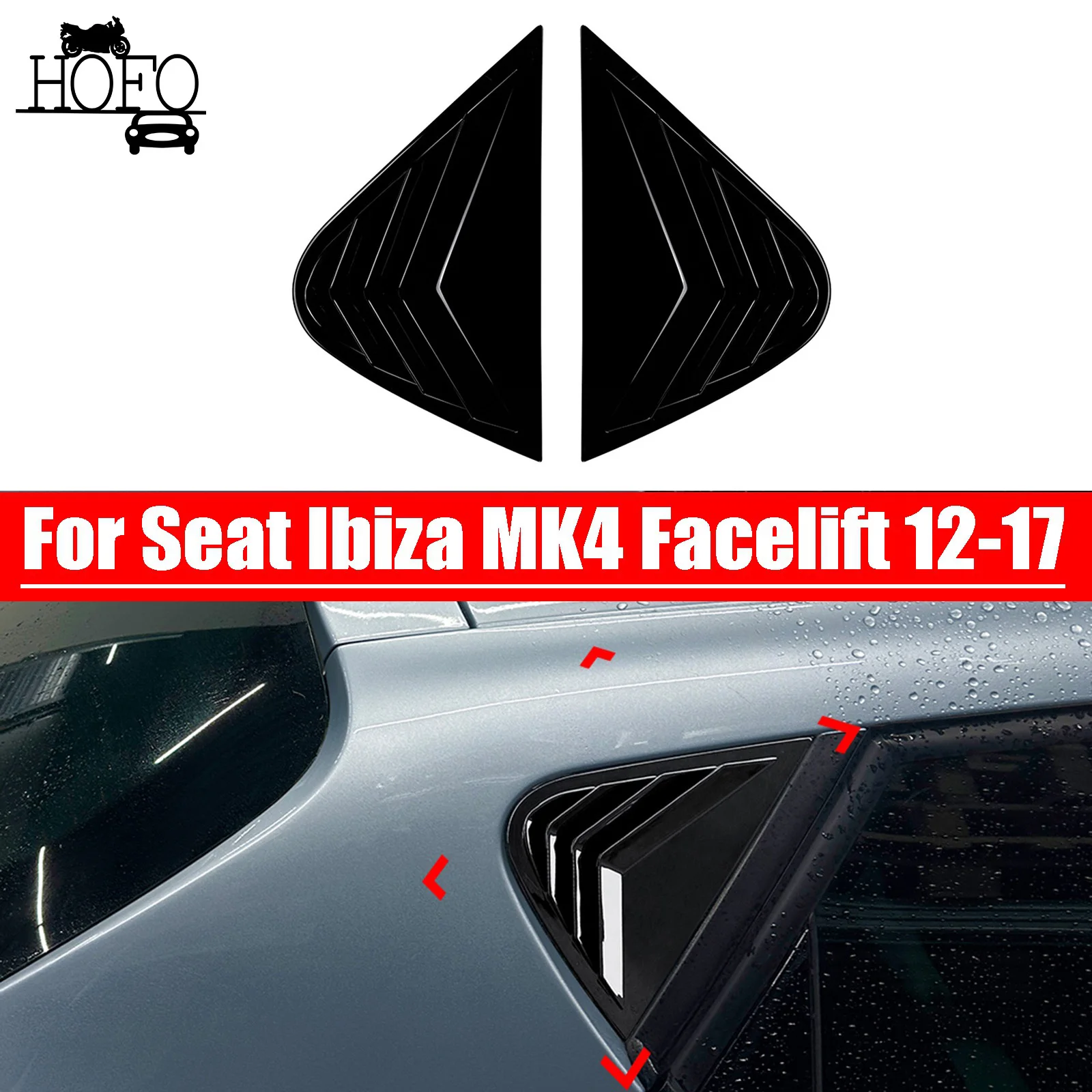 Rear Window Side Louver Shutter Cover For Seat Ibiza MK4 Facelift 2012-2017