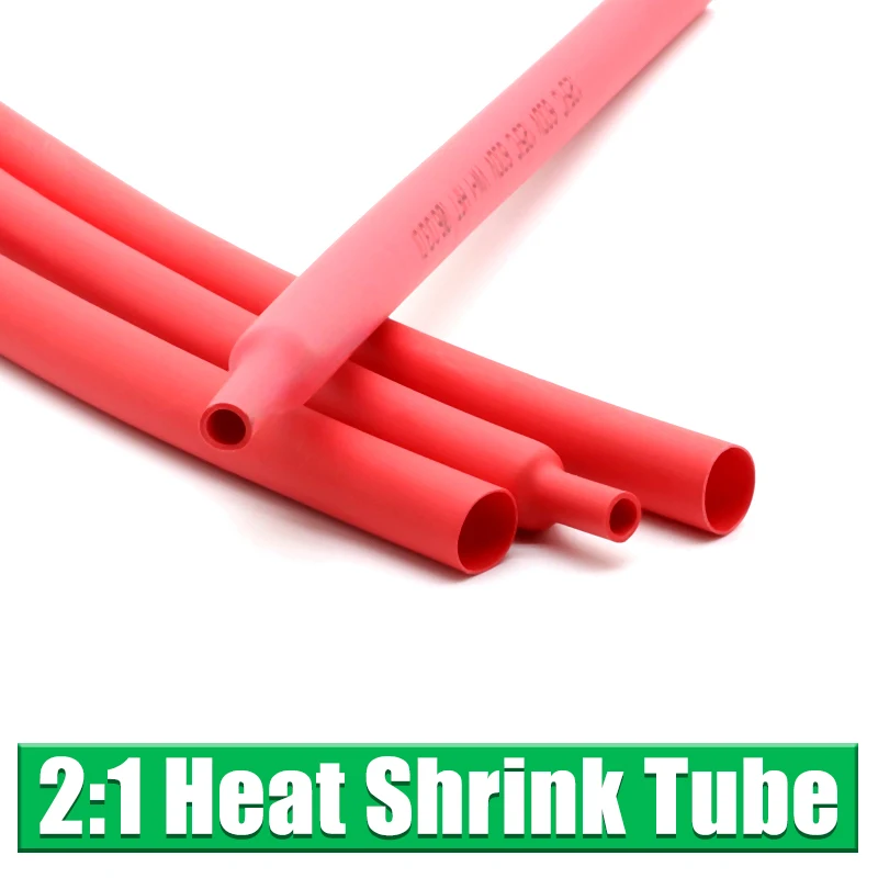 

1/2/5/10M Red 2:1 Heat Shrink Tube Dia 0.6 ~ 80mm Polyolefin 2:1 Shrinkage Cable Sleeve Shrink wire wrap cable protector Tube