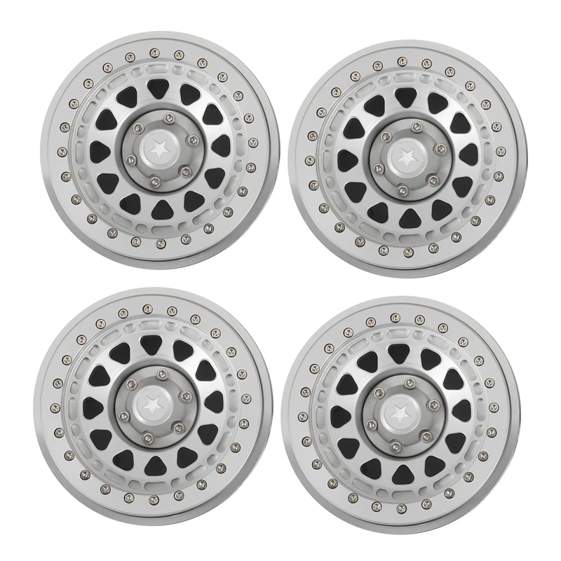 4PCS CNC Aluminum 2.9 Inch Beadlock Wheel Hub Rim For 1/6 RC Crawler Car Axial SCX6 Jeep JLU Wrangler Upgrade Parts