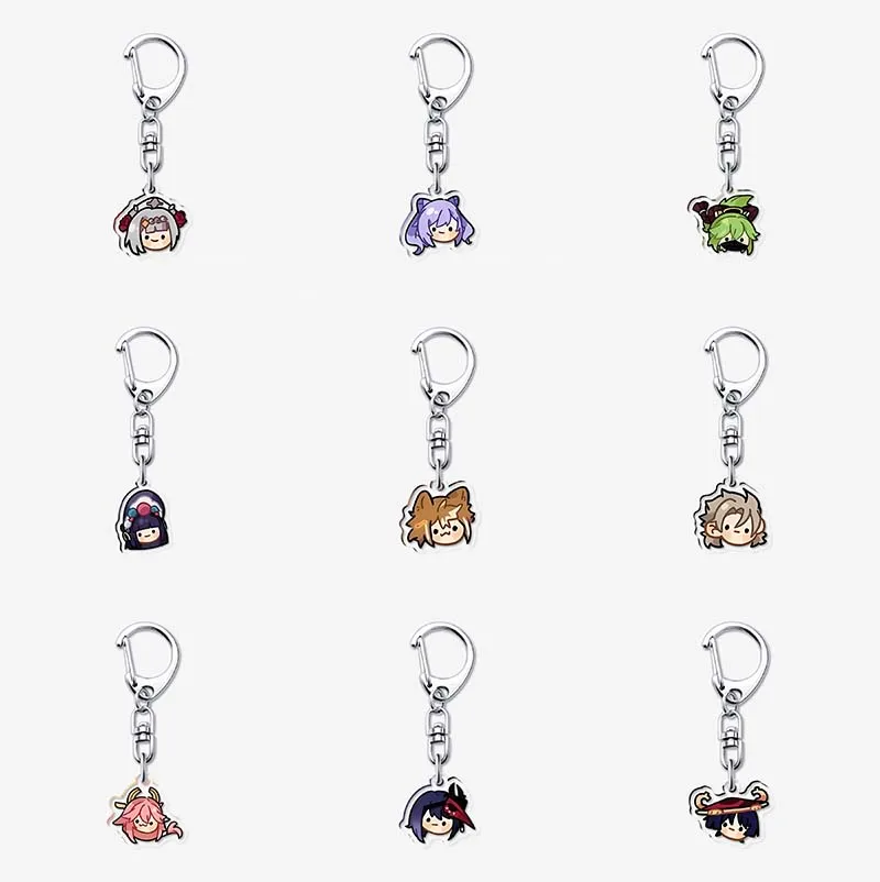 Game Genshin Impact Keychain Cute Wanderer Cartoon Arcylic Figure Key Chain Phone Case Pendant Bag Ornament Accessories Gifts