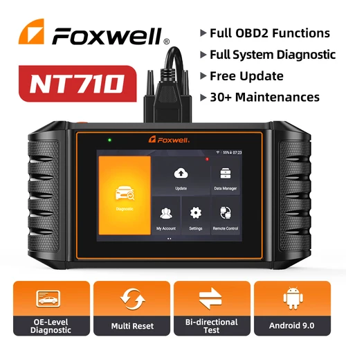 Foxwell NT710 OBD2 herramienta de escaneo de diagnóstico de sistemas completos mejorada prueba bidireccional 30 + reinicio coche OBD 2 escáner automotriz