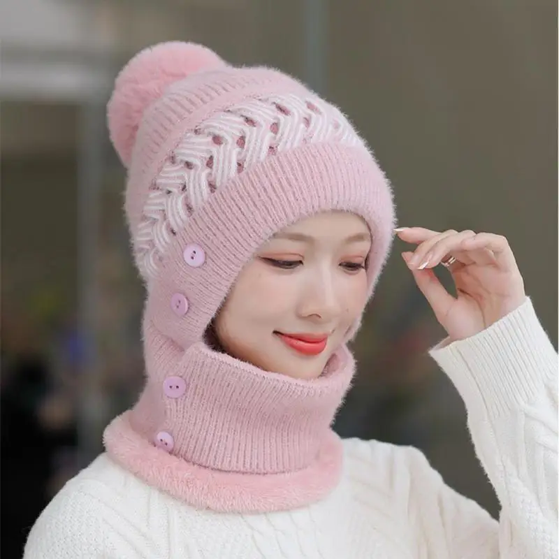 Termiczna czapka typu beanie na szelkach Zestaw szalików Zima Aksamitna kominiarka Wiatroodporna All-Matc