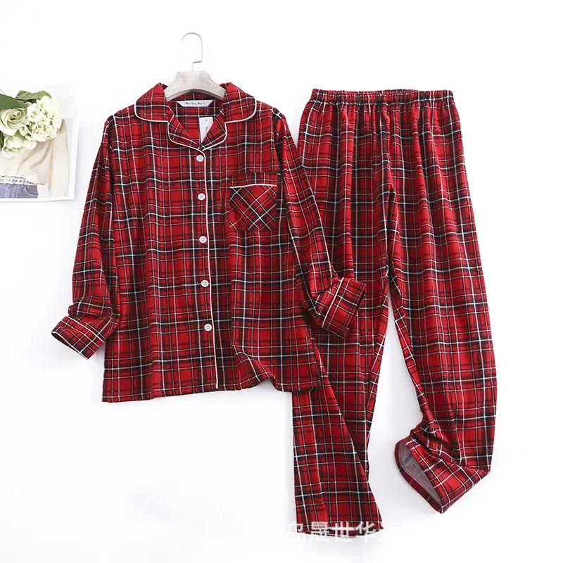 

Cotton Brushed Fleece Pajama Set, Oversized Plus Size Warm Cozy Pajamas, Relaxed Wide Leg Sleepwear, Plaid Home Lounge Pants