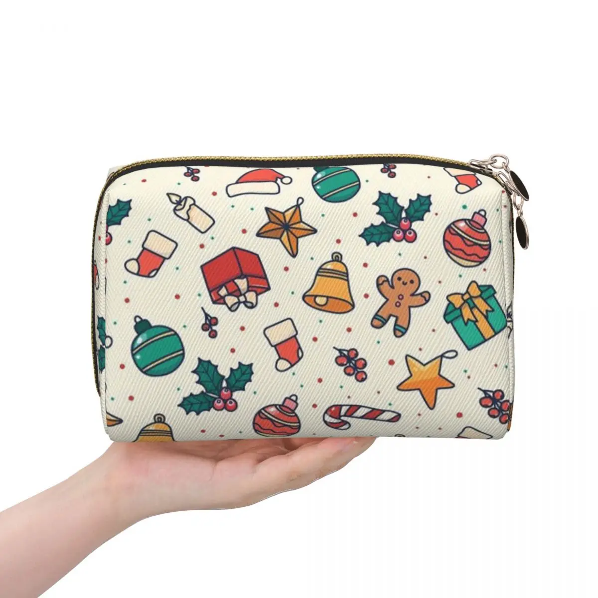 Merry Christmas & Happy Holidays! Women Cosmetic Bags Travel Makeup Organizer Pouch Toiletry Storage Dopp Kit Box