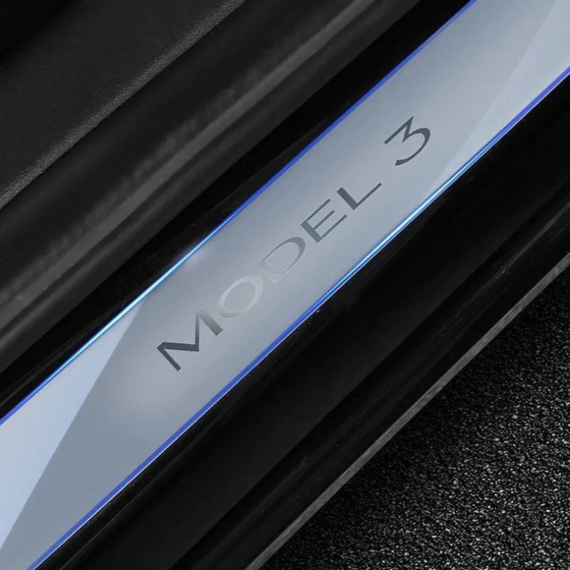 For Tesla Model 3 Y S X TPU Transparent Car Rear Door Sill Protector Decoration Threshold Sticker Welcome Pedal Protection Strip