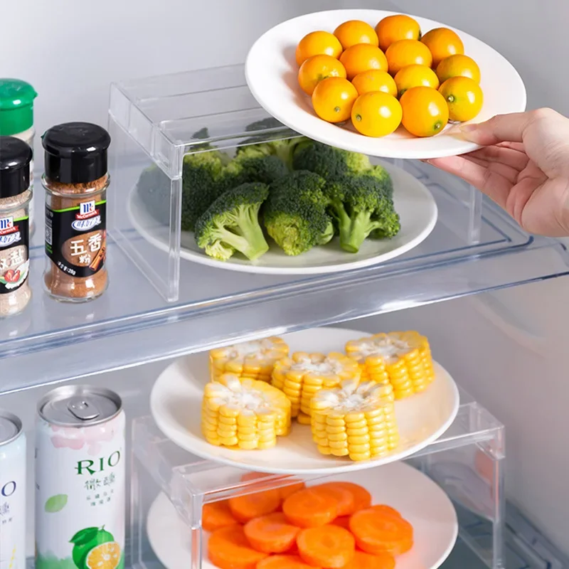 Refrigerator Organizers Storage Rack Fridge Layered Separator Shelves Transparent Desktop Stand Save Space Kitchen Accessories image 3
