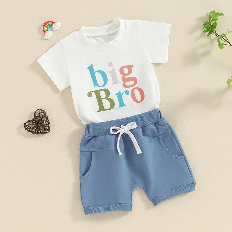 Baby Boy Girl Sibling Matching Outfit Big Bro Sis Lil Bro Sis Short Sleeve T-Shirt Romper Summer Clothes