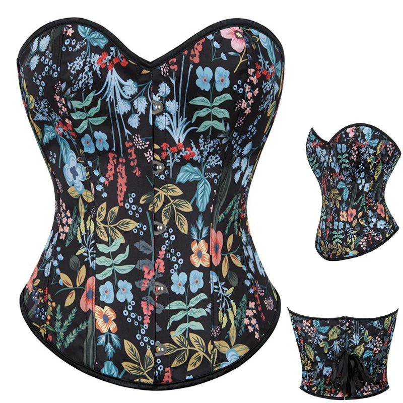 Women Corset Floral Waist Trainer Underbust Corset Steampunk Gothic Waist Shaper Corsets  Waist Slimming Corselet Party Dresses