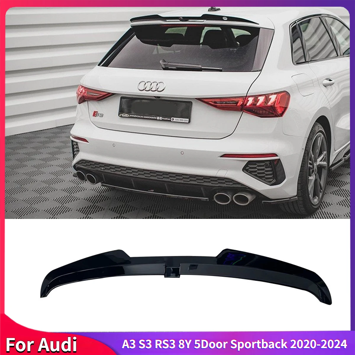 Maxton Style For Audi A3 S3 RS3 8Y Sportback 2021-2024 Car Rear Roof Spoiler Splitter Rear Trunk Lip Car Accessories Auto Parts