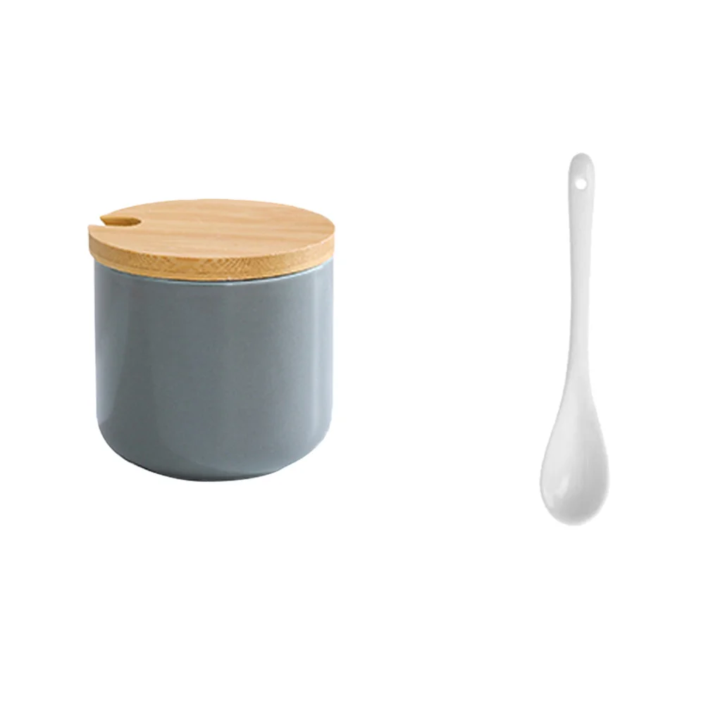 مجموعة واحدة من 3 برطمانات توابل سيراميك، حاويات تخزين مستديرة متعددة الوظائف ممتازة للمطبخ، دقيق التوابل والملح والفلفل #2