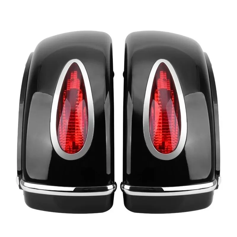 Motorcycle Accessories Small Black Side Luggage Boxes With LED Decor Light Durable Side Saddlebags Storage Bags