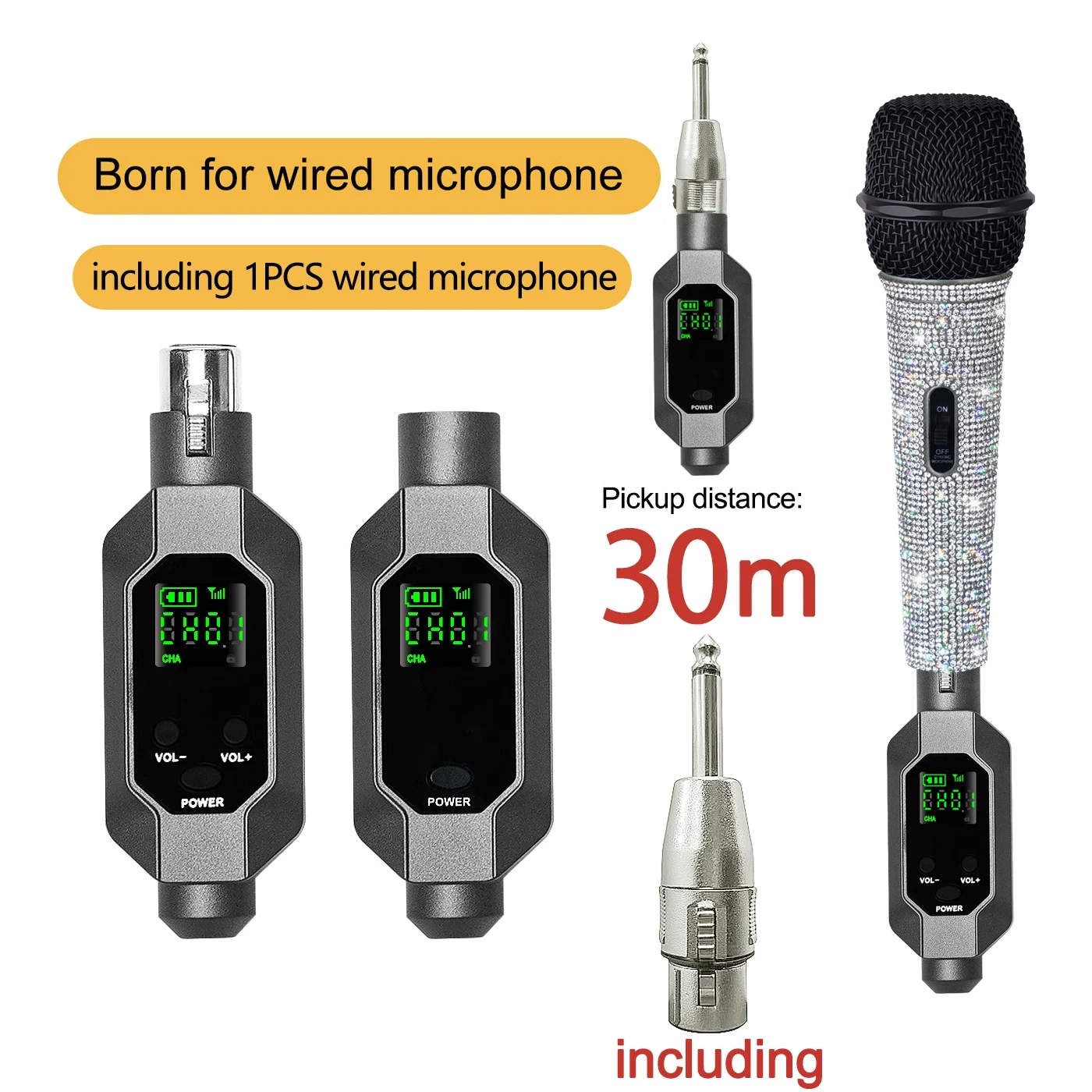 

Dynamic Microphone with Rechargeable UHF XLR Transmitter and Receiver System Compatible with Audio Mixer including microphone