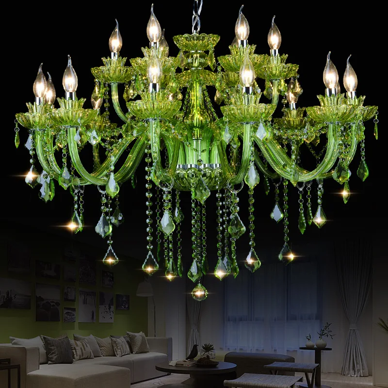 Hot Selling Green K9 Crystal Chandelier Lustre Crystal Chandelier Optional Lustres De Cristal Chandelier AC Guaranteed Free Ship