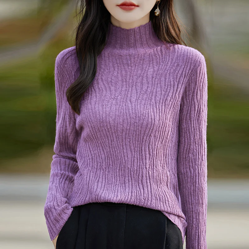 Autunno Inverno Thiened Maglione lavorato a maglia Donna Dimagrante Ele f Collo alto Strato base morbido irt Pendolarismo Sle Straigh...