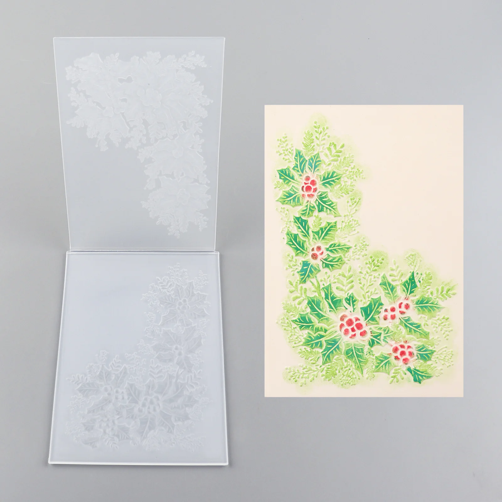 Holly Foliage Fruits 3D Embossing Folder for DIY Scrapbooking Adding Textured Christmas Paper Album Greeting Card Crafting