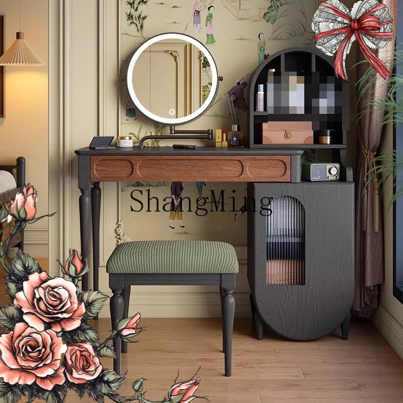 

SM retro dresser medieval solid wood cosmetic table bedroom small apartment new Chinese desk