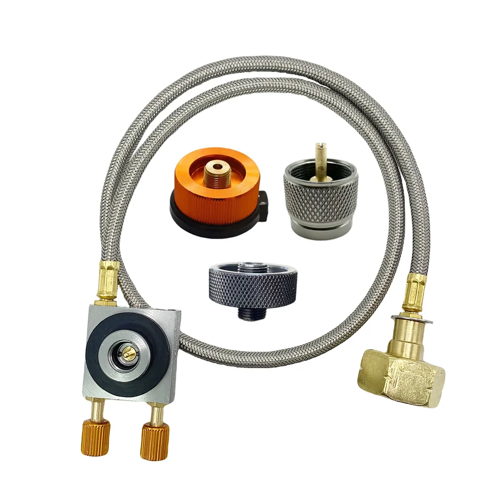 NONE Europa Outdoor Zylinder Fülladapter Gas Nachfülladapter Gas Flachzylinder Tank Koppler Adapter mit Überdruckventil 6