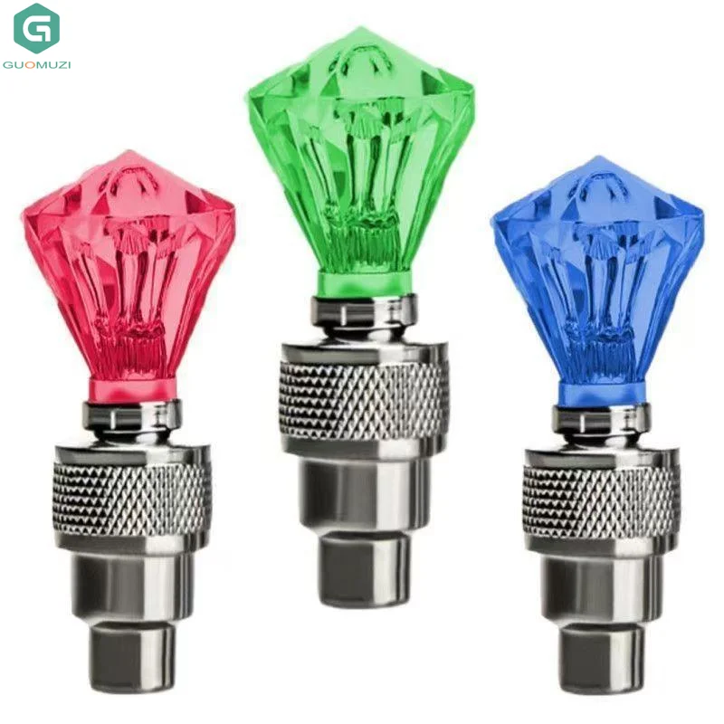 2Pcs LED Bike Wheel Light Tire Valve Cap Neon Lamp Waterproof Tyre Wheel Valve Cap Flash Practical Warning Lights Bicycle