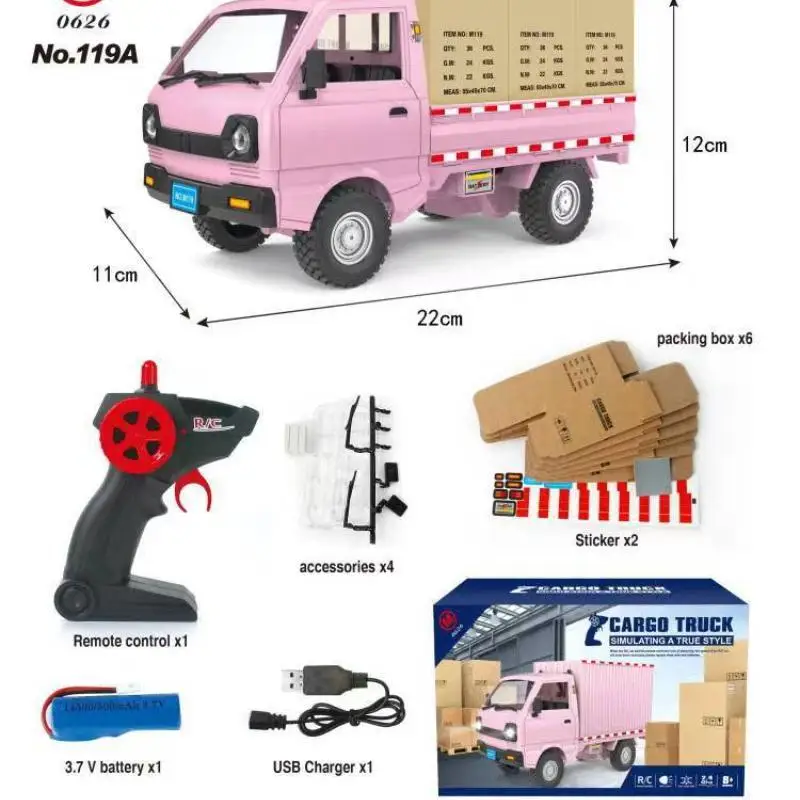 WPL รถตู้ของเล่นจำลองรถ mobil RC ดริฟท์ D12รถวิศวกรรมรถของเล่นเด็กของขวัญวันเกิด