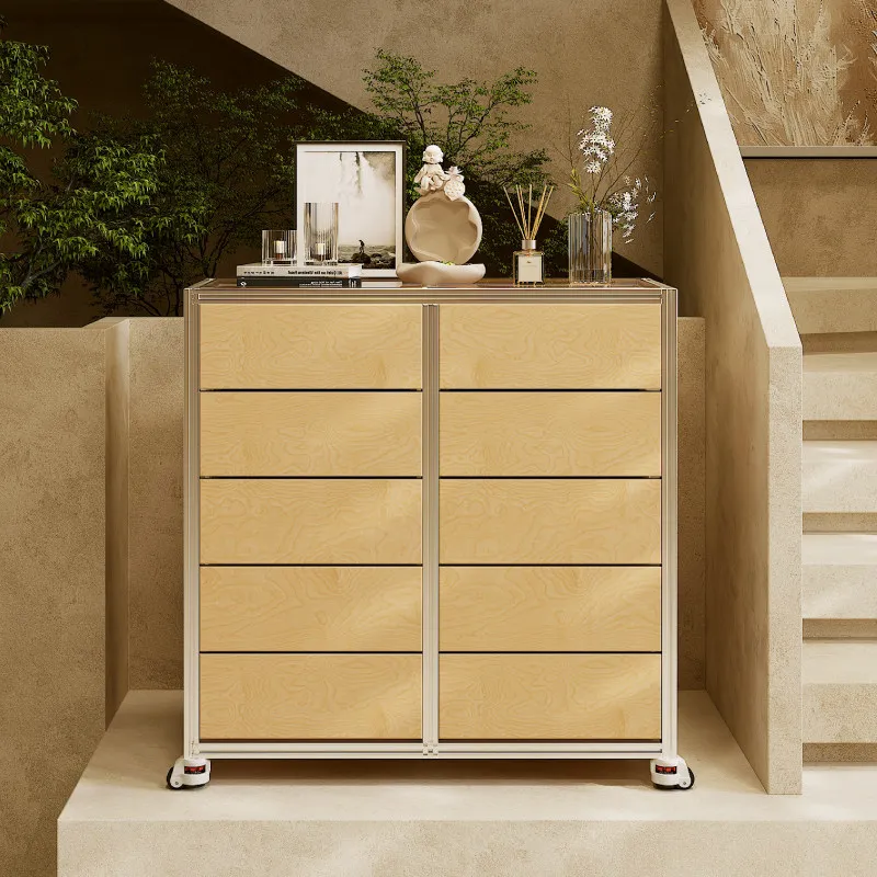 ！@Aluminum Birch Marine Board Modern Double Door 5+ Drawers Removable Storage Display Low Office Cabinet Model 1001 Y