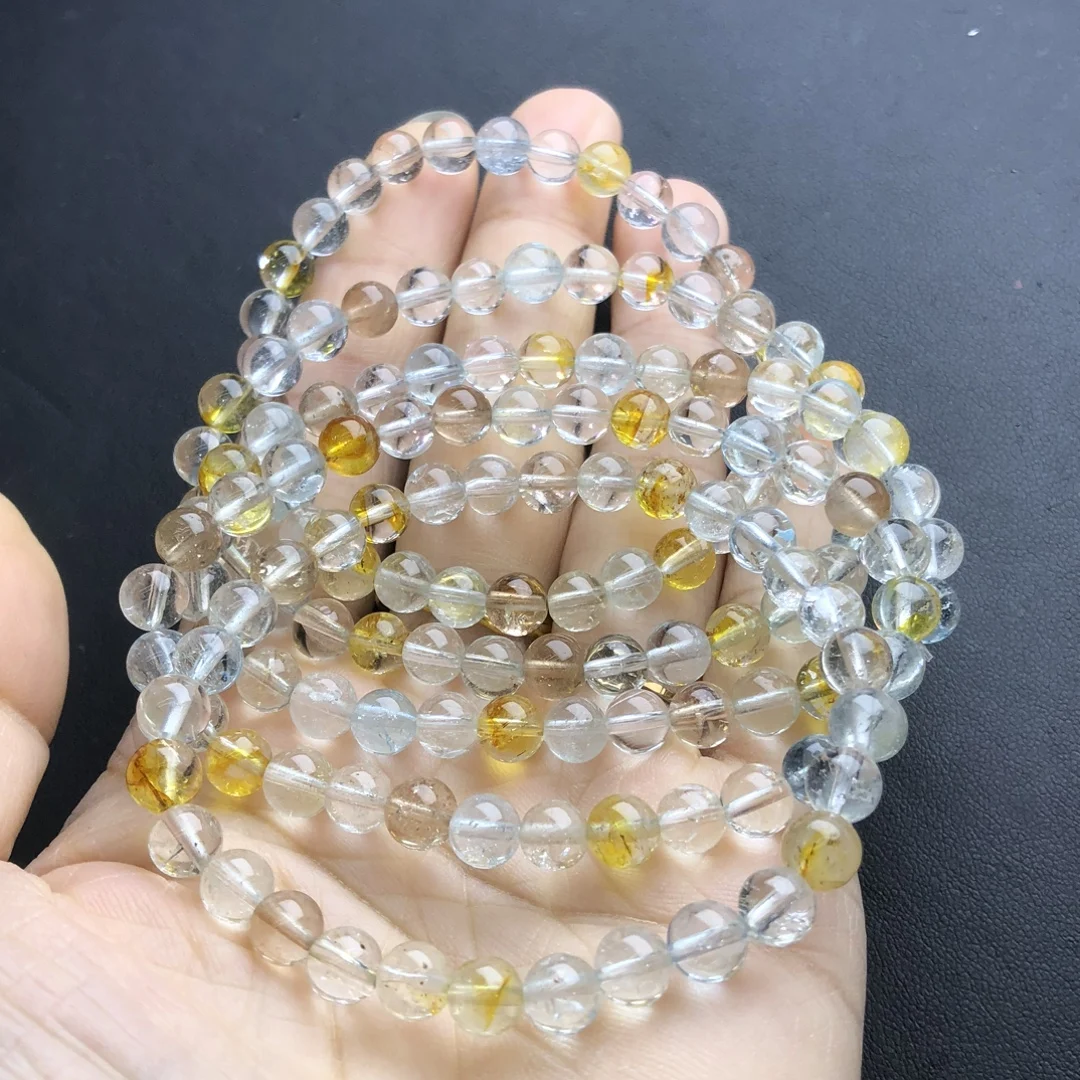 

1 Pc Colorful Topaz Bracelet 6MM Round Beads Reiki Healing Stone Fashion Jewelry Gift For Women Men