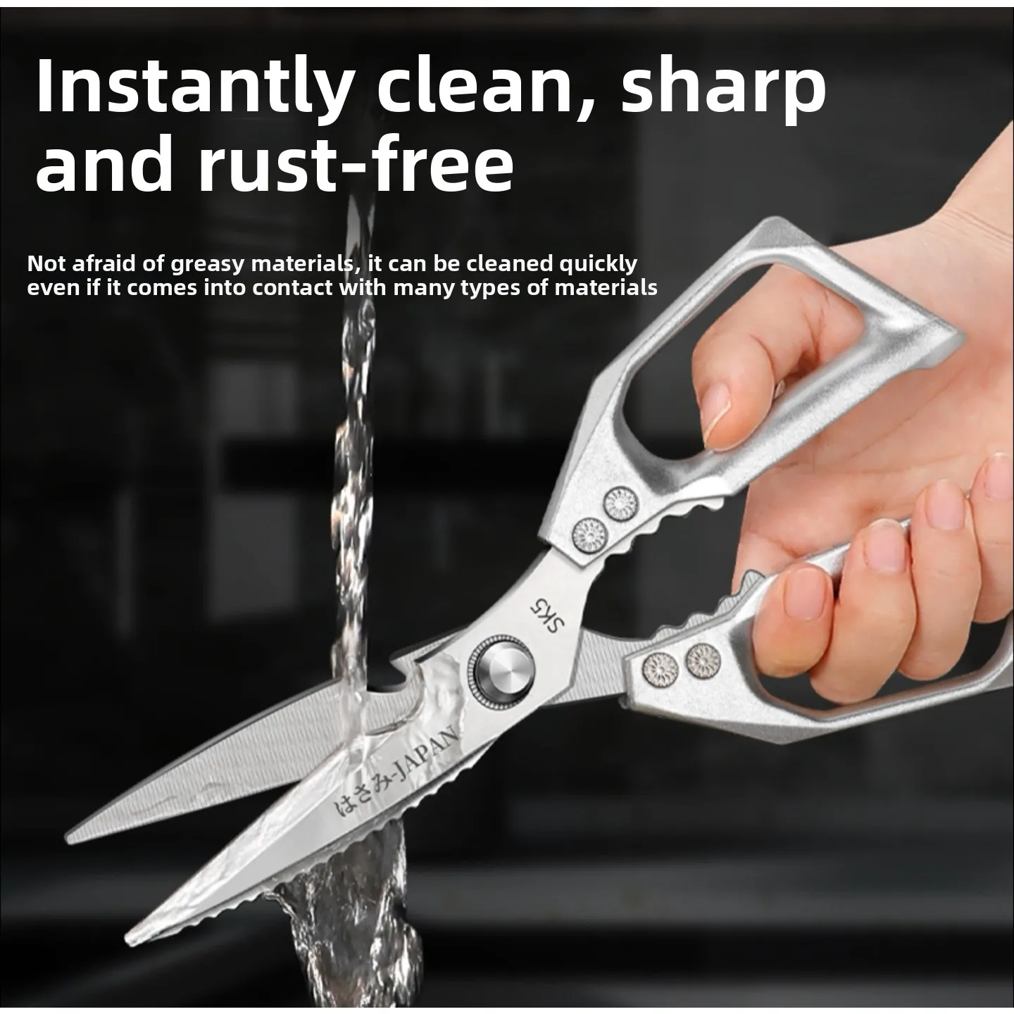JZD Thickened Stainless Steel Kitchen Scissors Multi-Functional Strong Cut for Chicken Duck Goose Bones Food Clippers