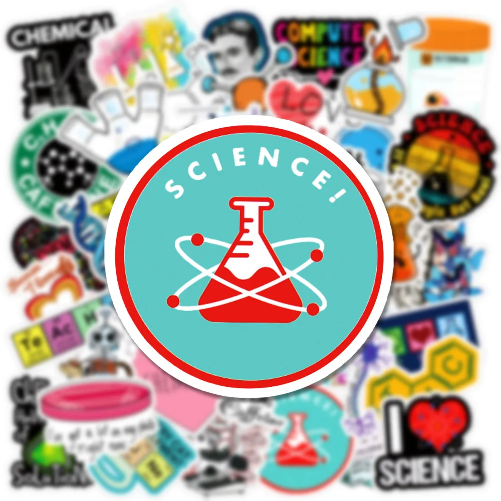 50Pcs Science Laboratory Stickers Pack, Physics Chemistry Biology Experiment Stickers for Hydroflask Laptop Water Bottle for Kid