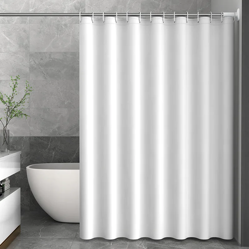 Modern Simple Pure White Shower Curtain PEVA Material Is Easy to Clean Suitable for Bathroom Privacy and Decoration