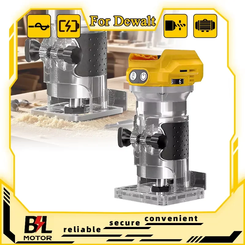 Electric Trimmer Woodworking Brushless Trimming Machine Wood Router Milling Engraving Slotting Machine Fit Dewalt 18V Battery