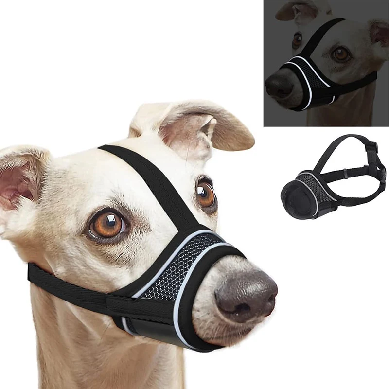 Soft Dog Muzzle for Small Medium Dogs Dachshund Corgi Poodle Adjustable Reflective Muzzles for Biting Chewing Breathable Mesh